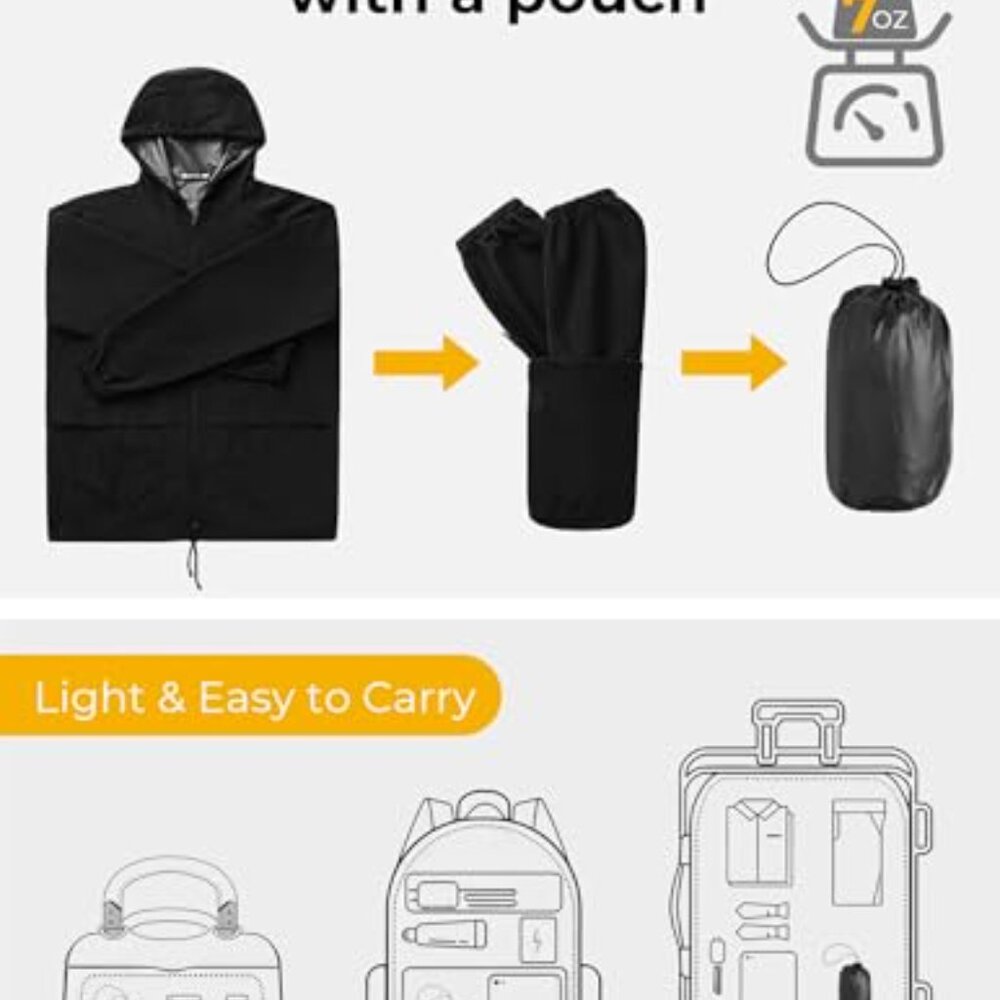 Lightweight Packable Rain Jacket Waterproof Windp… - image 4